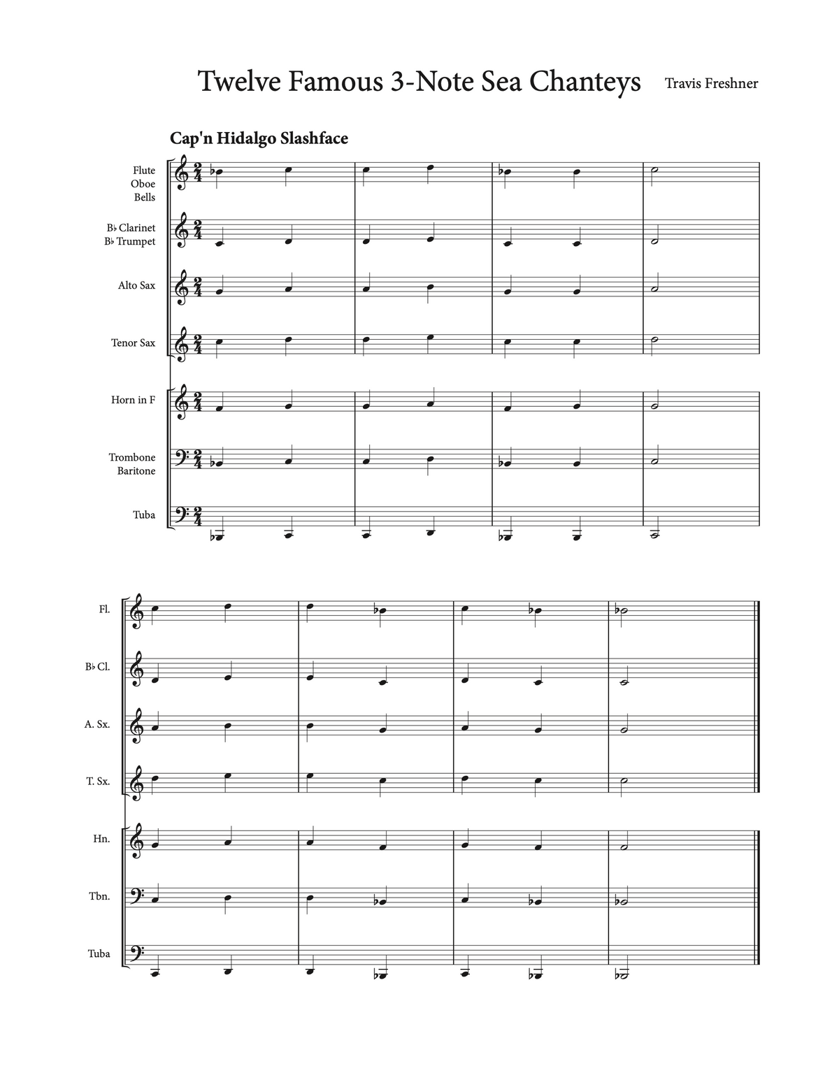 Twelve Famous 3-Note Sea Chanteys